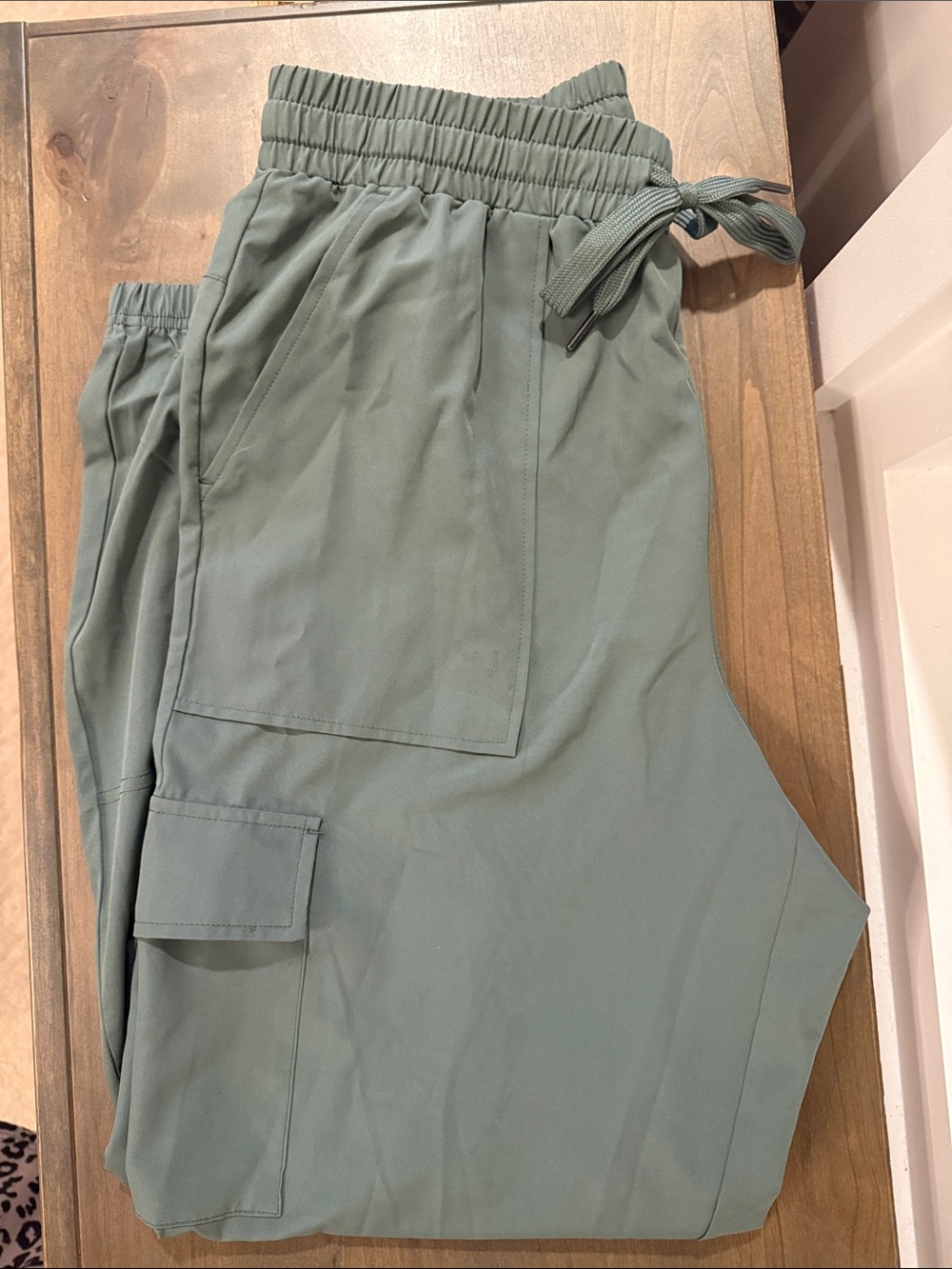 BearPaw Women's Sage Green Drawstring Cargo Joggers